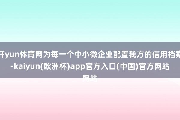 开yun体育网为每一个中小微企业配置我方的信用档案-kaiyun(欧洲杯)app官方入口(中国)官方网站