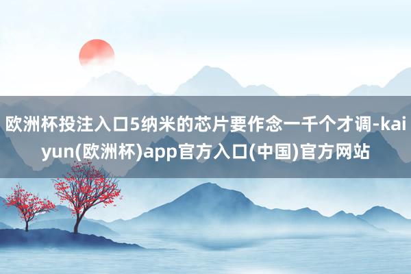 欧洲杯投注入口5纳米的芯片要作念一千个才调-kaiyun(欧洲杯)app官方入口(中国)官方网站