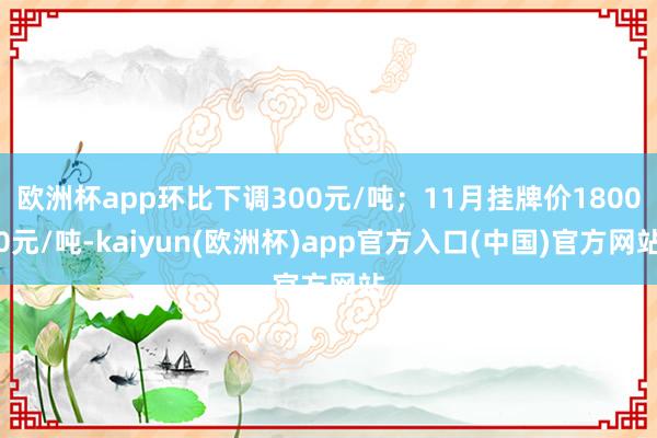欧洲杯app环比下调300元/吨；11月挂牌价18000元/吨-kaiyun(欧洲杯)app官方入口(中国)官方网站