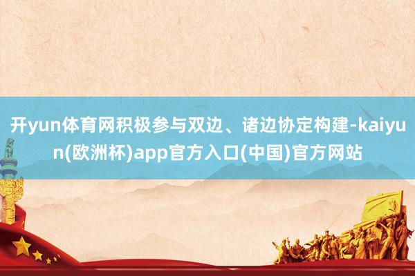 开yun体育网积极参与双边、诸边协定构建-kaiyun(欧洲杯)app官方入口(中国)官方网站