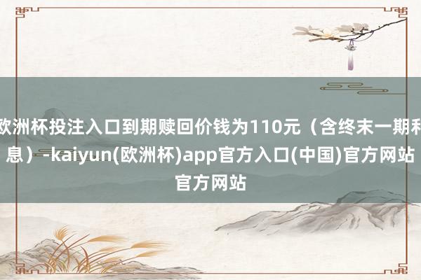 欧洲杯投注入口到期赎回价钱为110元（含终末一期利息）-kaiyun(欧洲杯)app官方入口(中国)官方网站