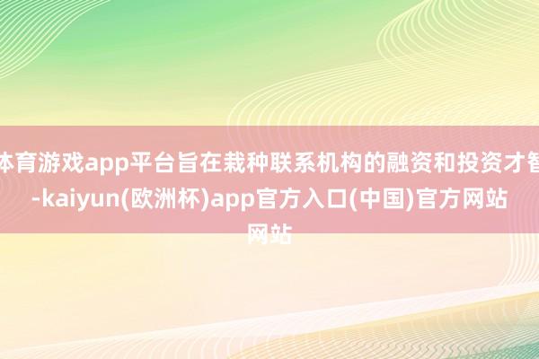 体育游戏app平台旨在栽种联系机构的融资和投资才智-kaiyun(欧洲杯)app官方入口(中国)官方网站