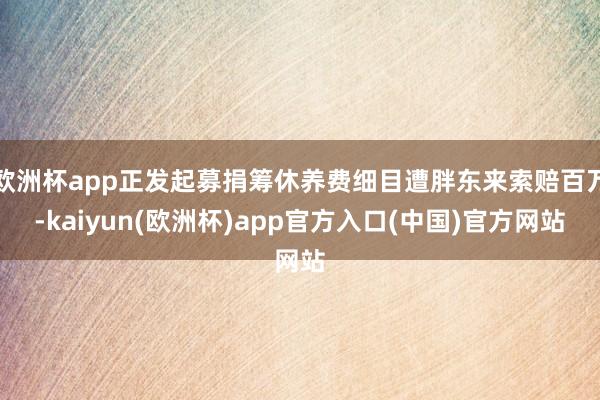 欧洲杯app正发起募捐筹休养费细目遭胖东来索赔百万-kaiyun(欧洲杯)app官方入口(中国)官方网站