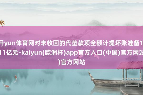 开yun体育网对未收回的代垫款项全额计提坏账准备1.11亿元-kaiyun(欧洲杯)app官方入口(中国)官方网站